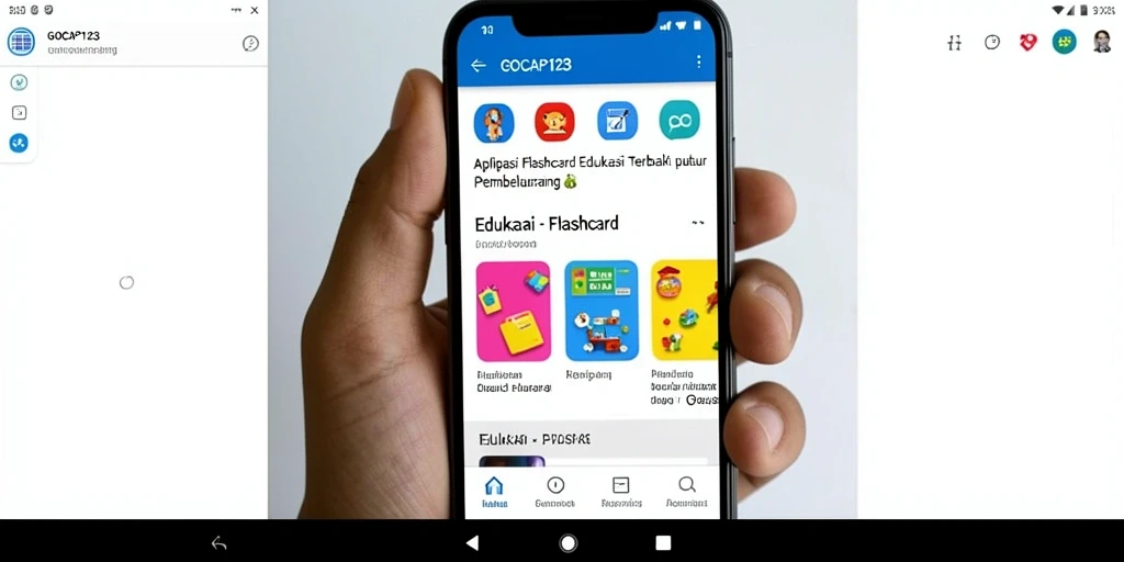 Antarmuka GOCAP123 dengan tampilan flashcard yang interaktif dan menarik.