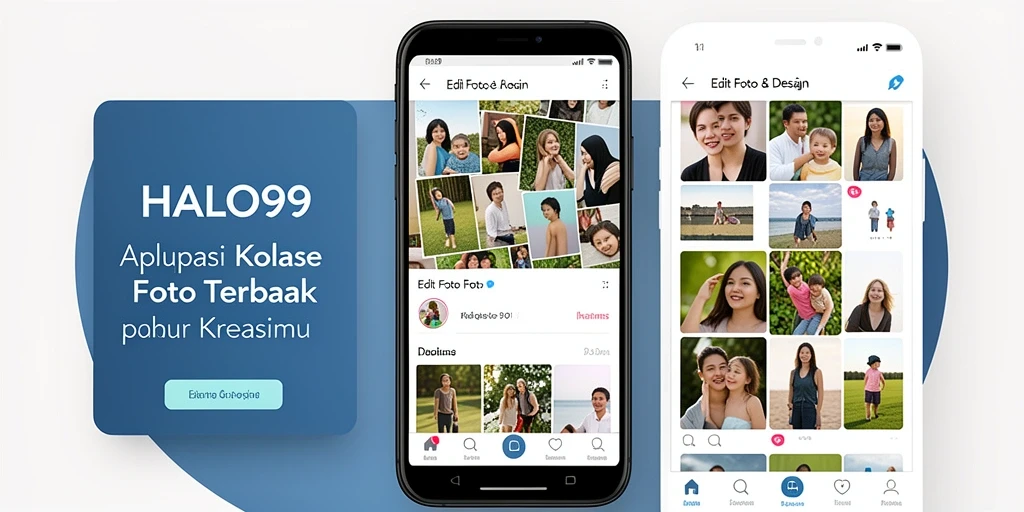 Antarmuka HALO99 yang menarik dan intuitif untuk kolase foto.