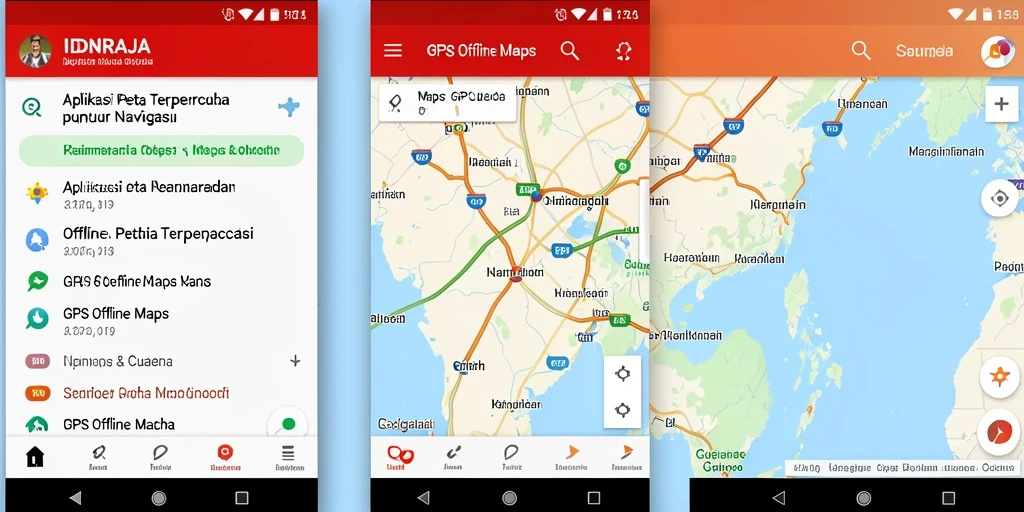 Tampilan antarmuka IDNRAJA yang simpel dan informatif untuk GPS Offline Maps.