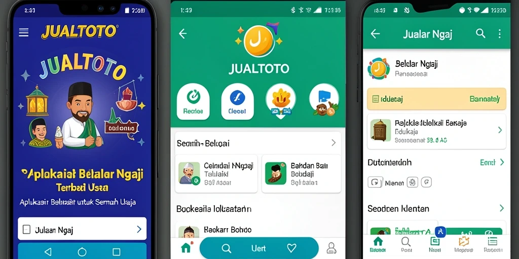 Antarmuka menarik aplikasi Belajar Ngaji JUALTOTO