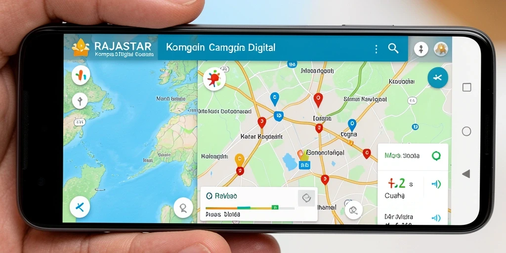 Antarmuka RAJASTAR menampilkan kompas digital yang akurat dan informatif.