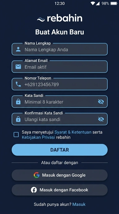 Cara Mudah Buat Akun Baru di Rebihin